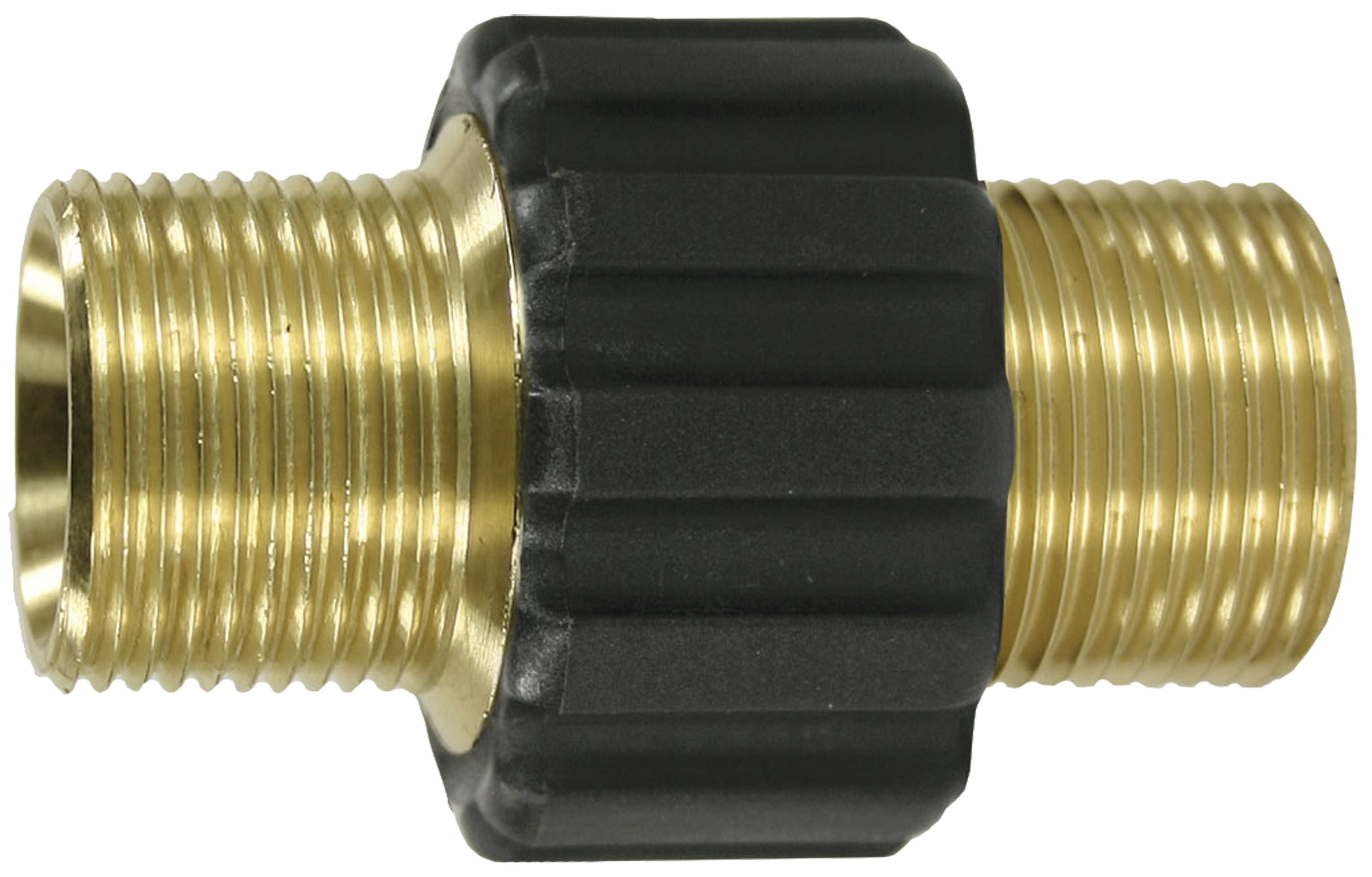 Gewindenippel M 22 x 1,5 AG, Messing, schwere Ausführung, mit Gummischutz