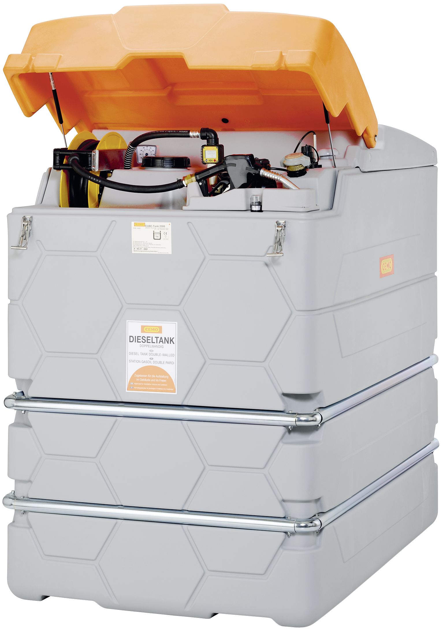 Cemo Tankanlage "Cube Outdoor Premium" 1.000 l, für Diesel, stationär, 230 V-Pumpe, 10297