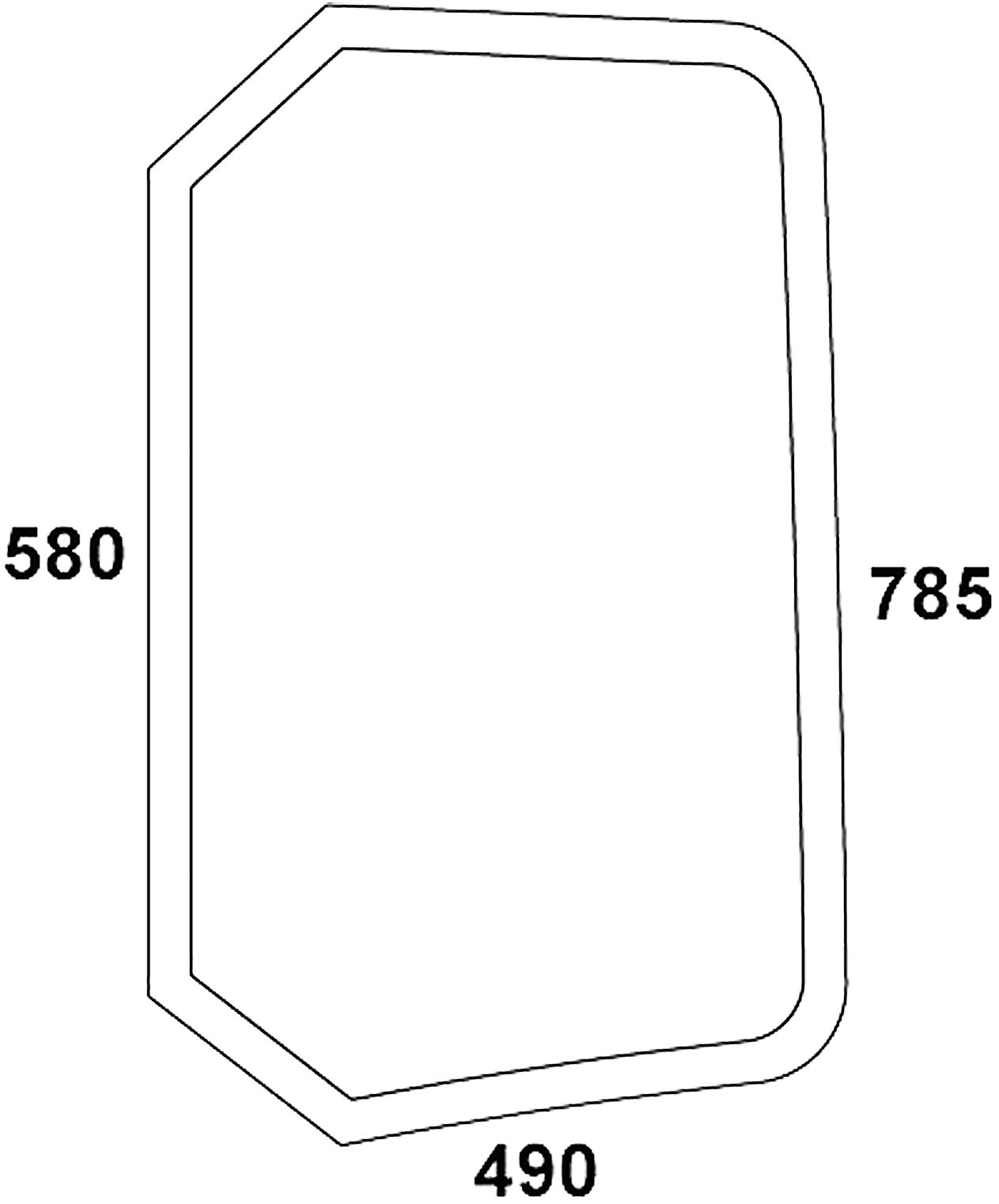 Seitenscheibe hinten links, grün, Siebdruck, für Traktor Fendt Vario 300, 500, 700