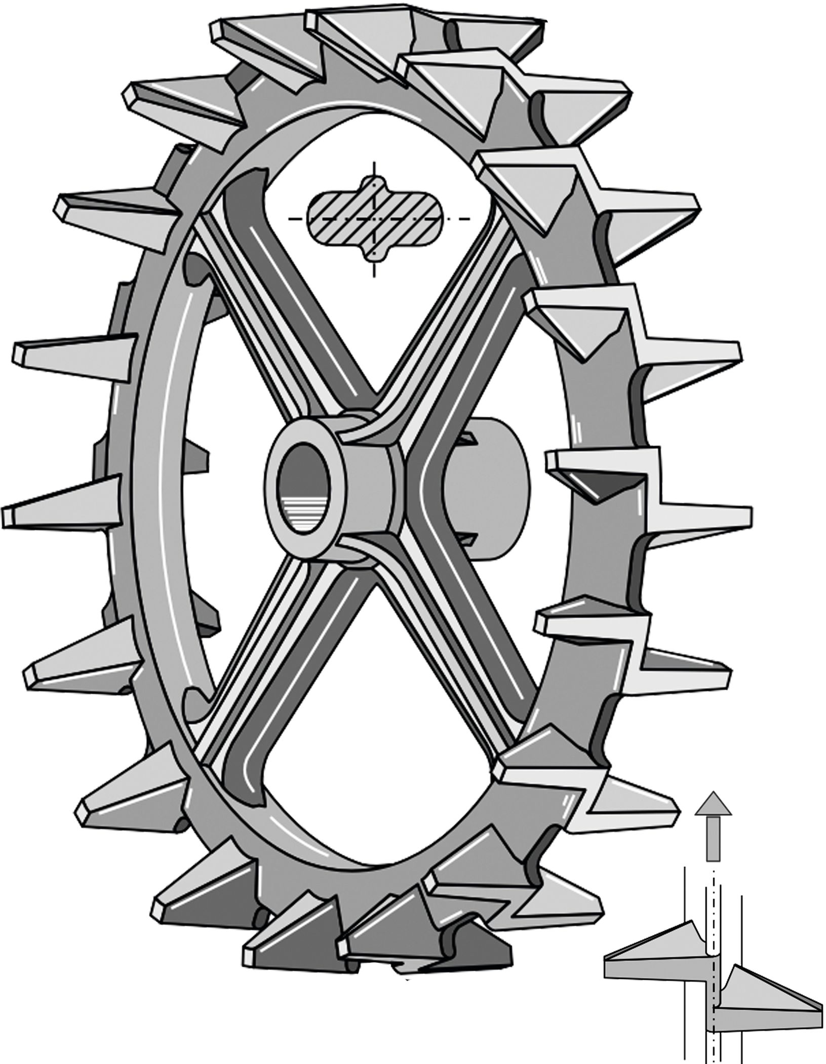 Industriehof Nockenring für Welle rund, 50 mm, Ø außen 550 mm, Breite Nabe 120 mm, Laufbreite 135 mm, Sphäroguss (GGG40), 312-554