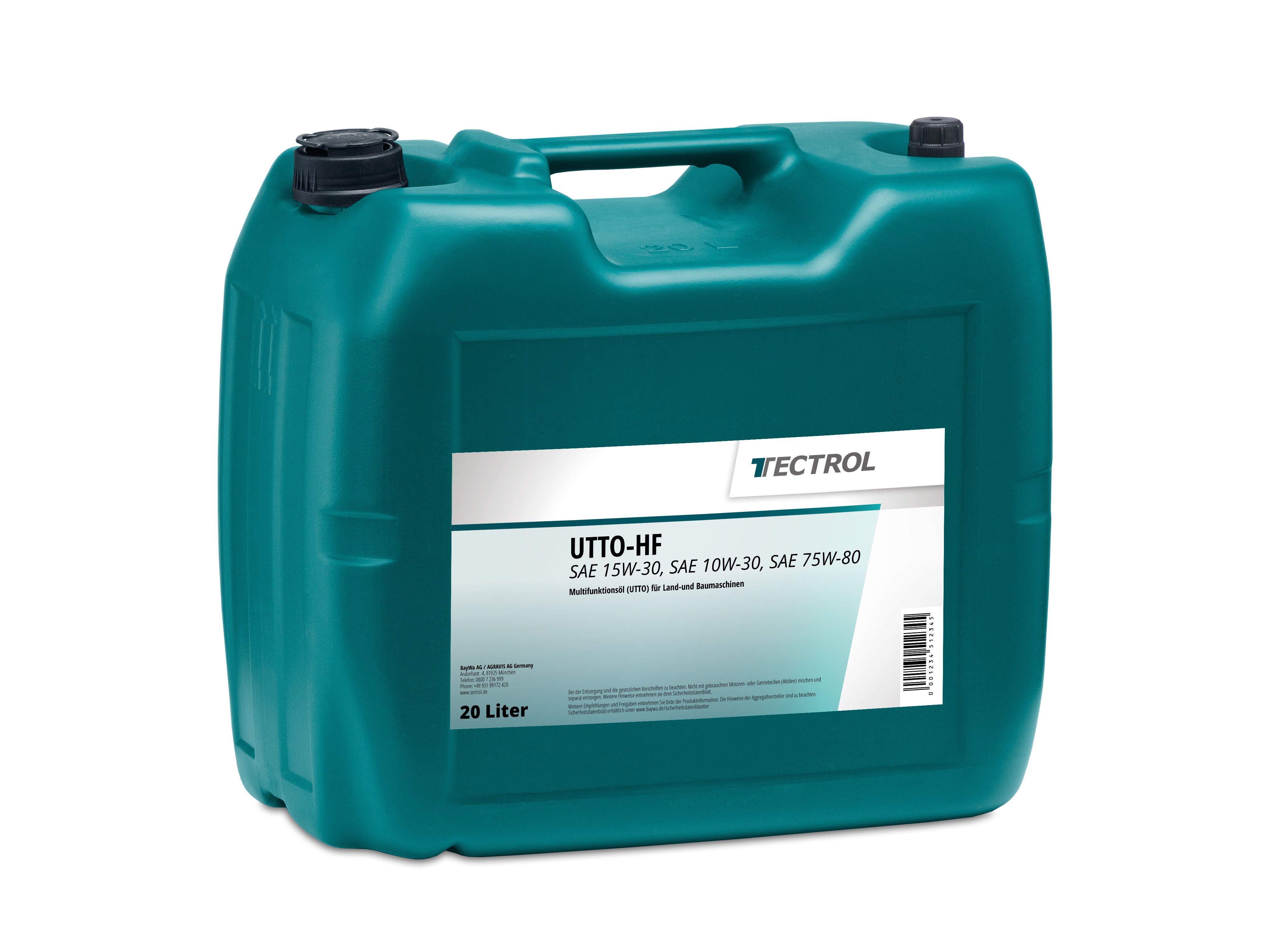TECTROL UTTO - HF 20 l Kanister SAE 15W-30; SAE 10W-30 – SAE 75W-80 Getriebeöl UTTO, Traktor, Land- und Baumaschine, GL-4