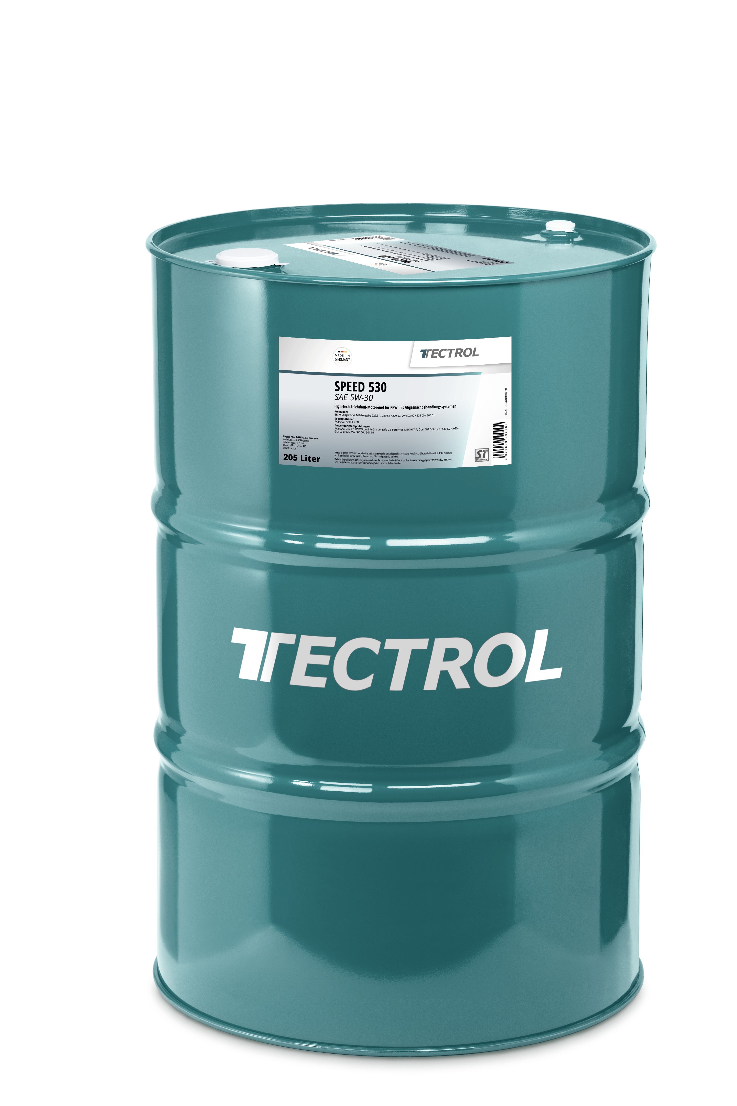 TECTROL SPEED 530 205 l Fass SAE 5W-30 Motoröl, Leichtlauföl, High Performer, PKW, Longlife, mit Abgasnachbehandlung