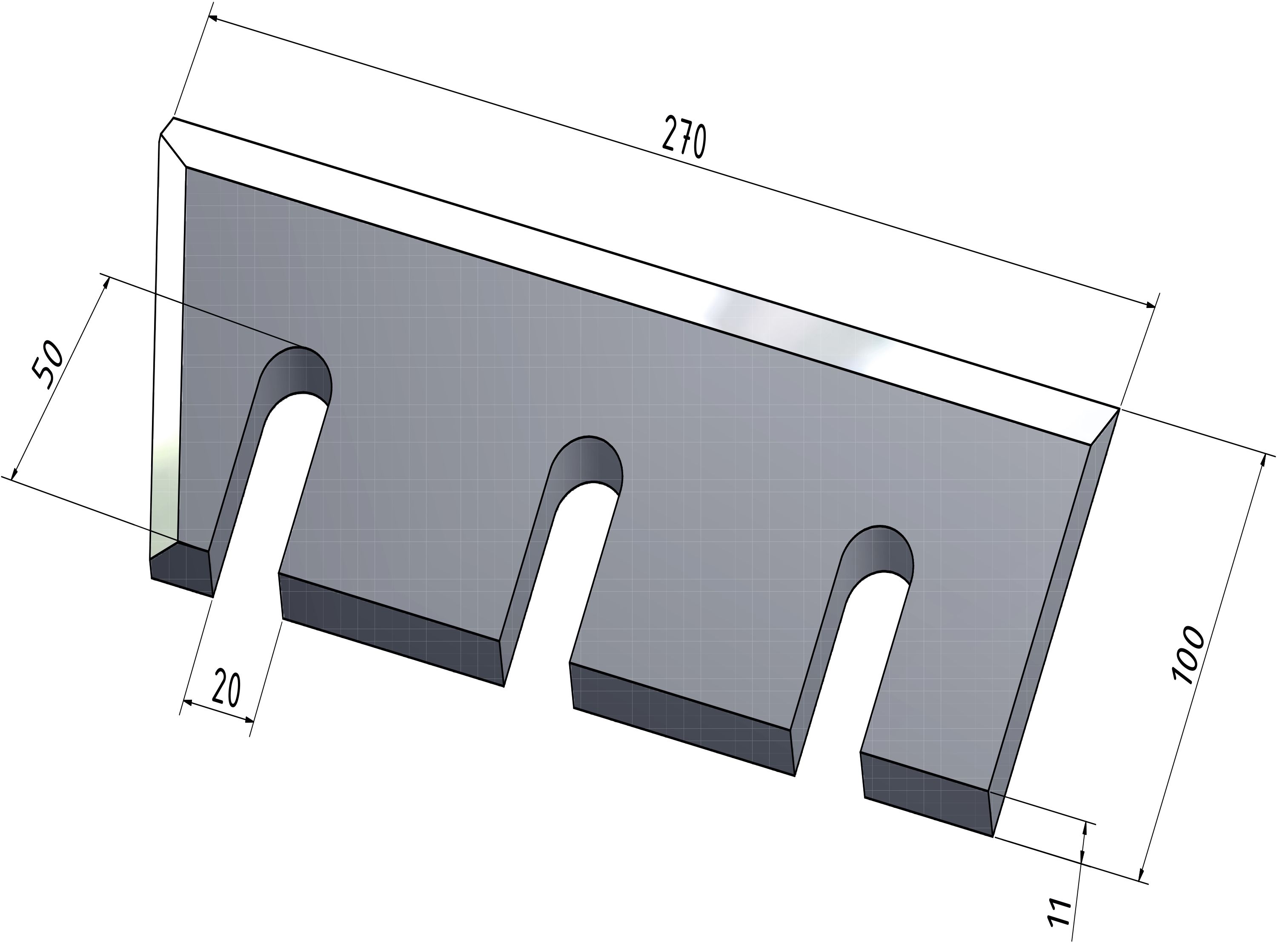 MWS Häckslermesser 270 x 100 x 11 mm glatt, für Holzhäcksler Schliesing 300, 400, 20-0270-21-01-0