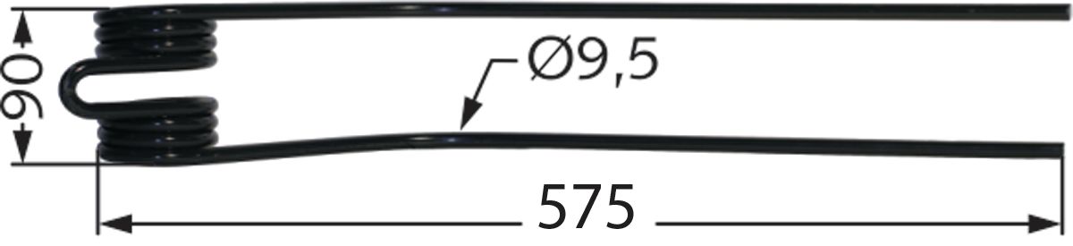 Schwaderzinken 575 x 90 x 9,5 mm für Schwader Kuhn GA 300, 500, 600, 700, 3000, 4000, 7000
