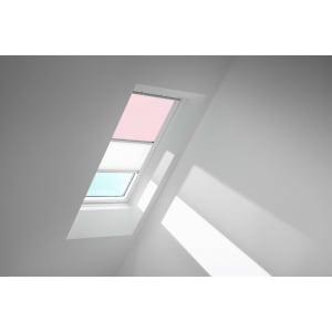 VELUX Dachfenster Rollo Verdunkelungsrollo Duo DFD SK06 4659SWL Kids Rosa Sterne, Schiene weiß 114x118cm