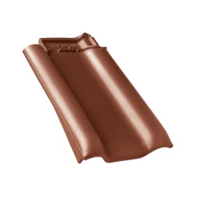 Braas Rubin 13V Flachdachpfanne Ortgangziegel links Kastanie