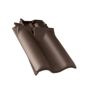 Braas Rubin 11V (H) Matt Firstanschluss Ortgangziegel links Dunkelbraun