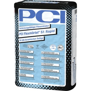 PCI Flexmörtel S1 Rapid verformungsfähiger Fliesenkleber PCI Flexmörtel S1 Rapid verformungsfähiger Fliesenkleber