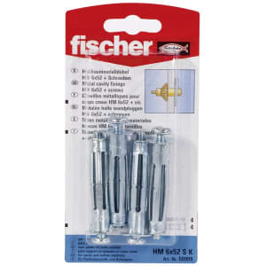 fischer Hohlraum-Metalldübel mit Schrauben HM 6 x 52 SK, 4 St.