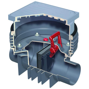 ACO Triplex K-1 Einfachrückstau DN150 mit NOTVERSCHLUSS und Schacht