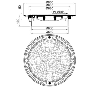 Schachtabdeckung MEILEVEL®–K D 400 Guss LW 600 Schachtabdeckung MEILEVEL®–K D 400 Guss LW 600