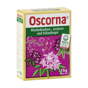 Oscorna® Rhododendren organischer NPK 6+3+0.5 Dünger, auch für Azaleen, Eriken und Heidelbeeren 1 kg Karton