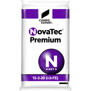 COMPO EXPERT NovaTec® premium NK-Dünger mit Magnesium und Schwefel N-K2O(+MgO+S) 15-20(+3+9) mit Nitrifikationshemmstoff 3,4-Dimethyl-1H-pyrazolphosphat (DMPP) mit Bor, Eisen, Zink. 25 kg Sack Granulat