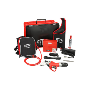 FELCO Elektrische Akku Baum-, Reb- und Astschere 812+ Kit mit kompakter Batterie und PowerPack, extra lange Akkulaufzeit