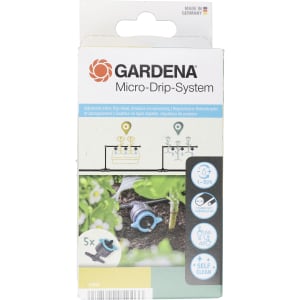 GARDENA Micro-Drip-System Regulierbarer Reihentropfer druckausgleichend 5x Reihentropfer, 1x Verschlusskappe Bewässerung für Topfpflanzen 13314-20