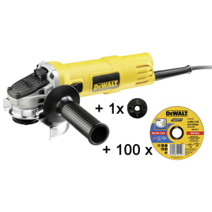 DeWalt Winkelschleifer-Set: DWE4057-QS inkl. 100 Scheiben und Schnellspannmutter DeWalt Winkelschleifer-Set: DWE4057-QS inkl. 100 Scheiben und Schnellspannmutter