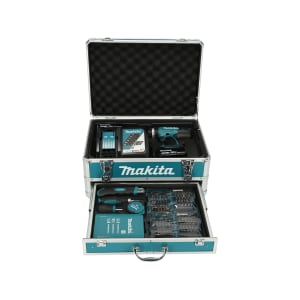 Makita Akku Schlagbohrschrauber Set DHP453RFX2 18V/3Ah, Alukoffer, 96-tlg. Zubehör Makita Akku Schlagbohrschrauber Set DHP453RFX2 18V/3Ah, Alukoffer, 96-tlg. Zubehör