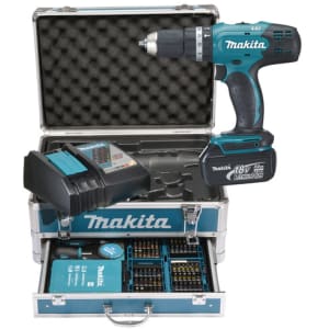 Makita Akku Schlagbohrschrauber Set DHP453RFX2 18V/3Ah, Alukoffer, 96-tlg. Zubehör Makita Akku Schlagbohrschrauber Set DHP453RFX2 18V/3Ah, Alukoffer, 96-tlg. Zubehör