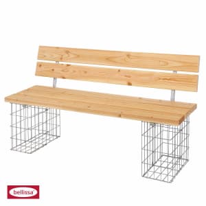 Gabionenbank comodo mit Lehne 155x44/53x45/82 cm Gabionenbank comodo mit Lehne 155x44/53x45/82 cm