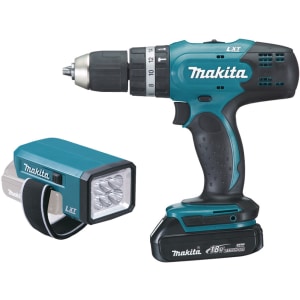 Makita Akku Schlagbohrschrauber DHP453RYLJ + Lampe BML186 Makita Akku Schlagbohrschrauber DHP453RYLJ + Lampe BML186