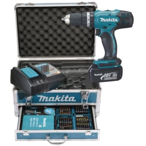 Makita Akku Schlagbohrschrauber Set DHP453RFX2 18V/3,0Ah, Alukoffer, 96–tlg. Zubehör Makita Akku Schlagbohrschrauber Set DHP453RFX2 18V/3,0Ah, Alukoffer, 96–tlg. Zubehör