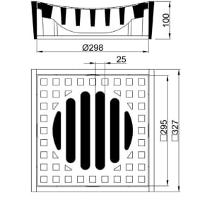 Aufsatz Klasse B 125 Rinnenform Guss/Guss 325 x 325 mm Aufsatz Klasse B 125 Rinnenform Guss/Guss 325 x 325 mm