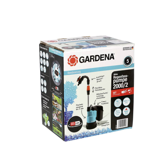 Gardena Akku-Tauchpumpe für sauberes Wasser 2000/2 18V P4A 14600