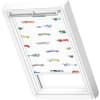 VELUX Dachfenster Rollo Verdunkelungsrollo DKL PK10 4654SWL Kids Rennautos, Schiene weiß 94x160cm