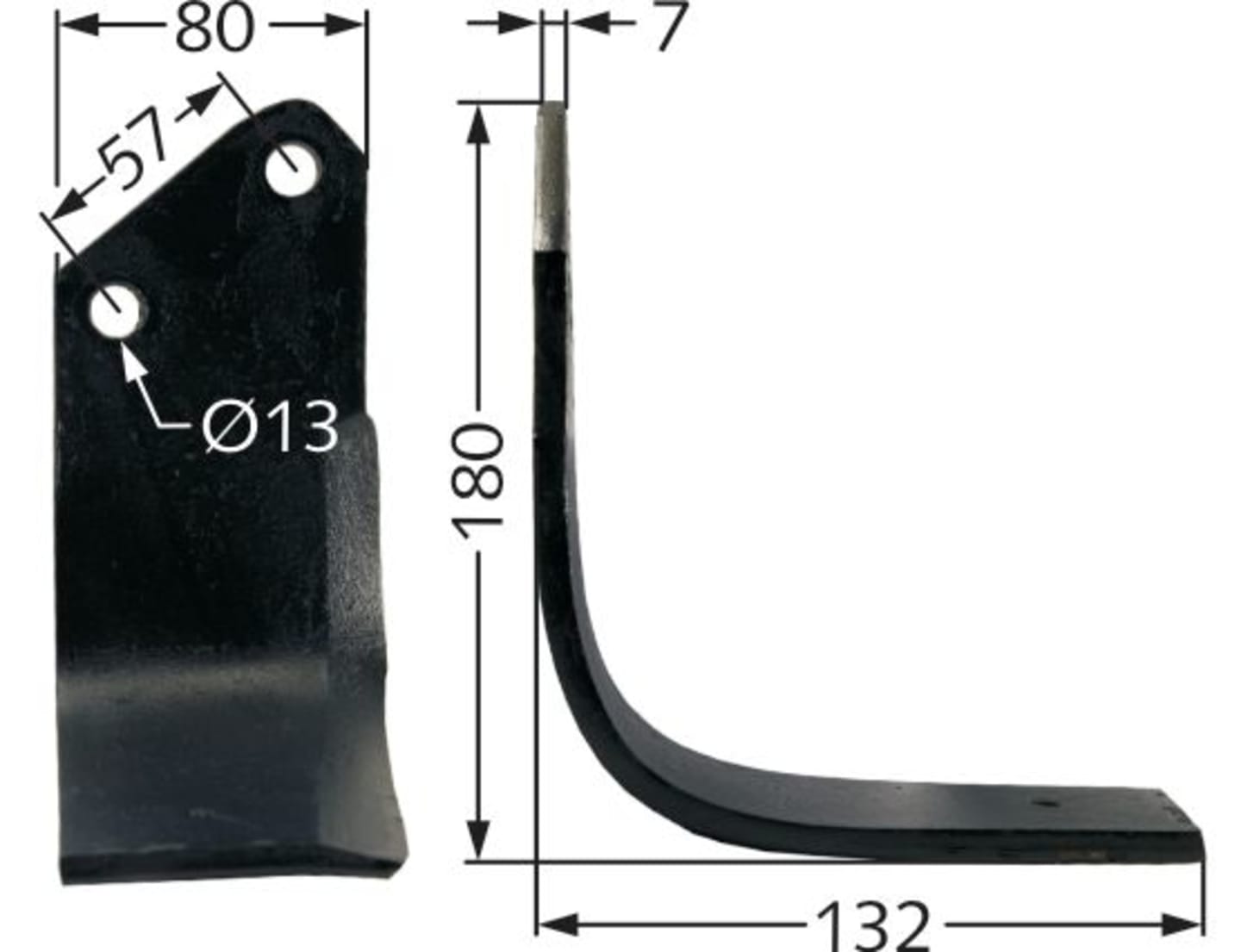 Fräsmesser 180 x 80 x 7 mm Bohrung 13 mm links/rechts für Howard Bodenfräse HED, HE, HAI, E
