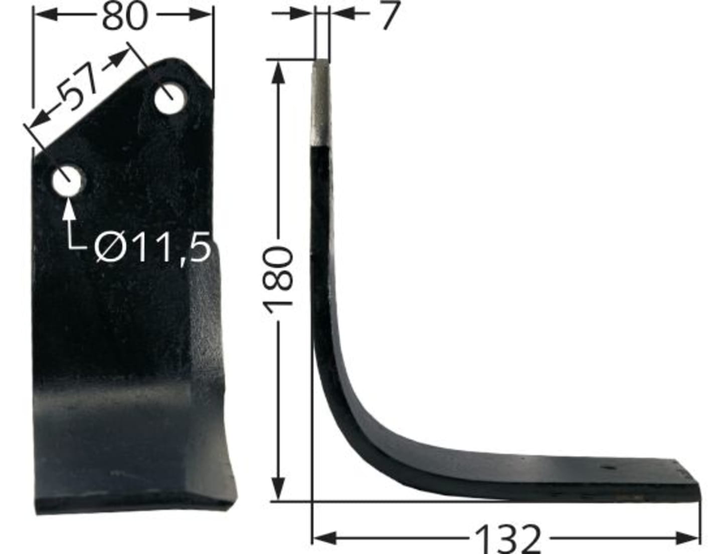 Fräsmesser 180 x 80 x 7 mm Bohrung 11,5 mm links/rechts für Howard Bodenfräse HA, CL, CA