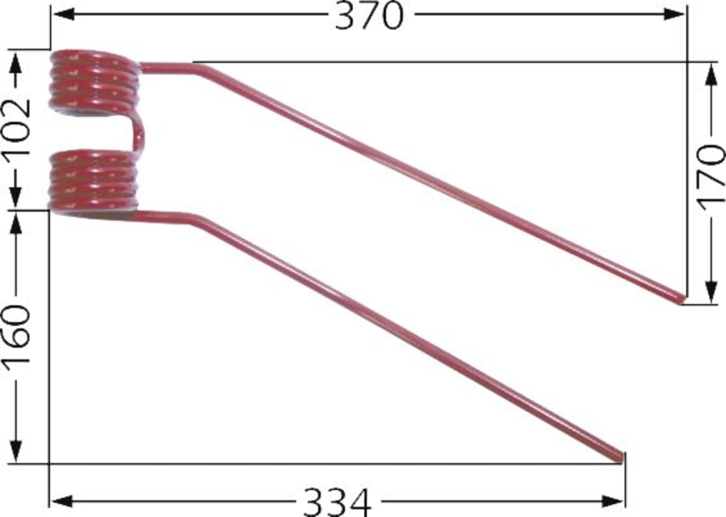 Kreiselheuerzinken rechts rot 370 x 262 x 9 mm für Heuer Deutz-Fahr KH 2 N, 4 N, 6 N