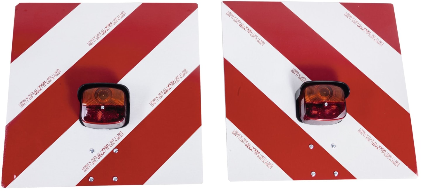 GEKA Warntafelsatz links/rechts 423 x 423 mm rot; weiß, beidseitig, Positions-/Schlussleuchte, 7-polig,