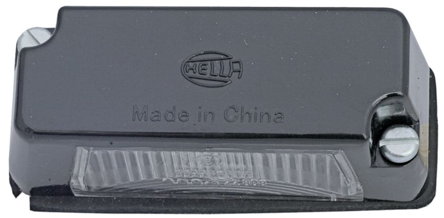 Hella® Kennzeichenleuchte hinten links/rechts, C5W, schwarz, quadratisch, 83 x 31 x 33 mm, Sockel SV 8,5-8, 2KA 003 168-021