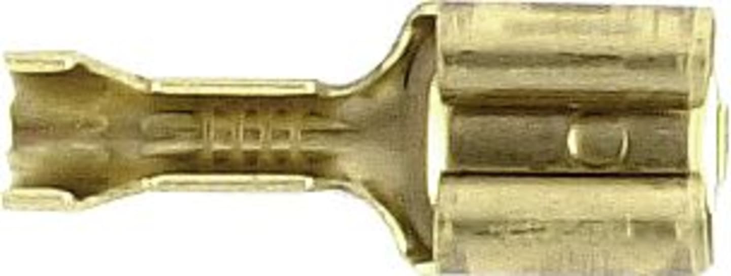 Herth + Buss Flachsteckhülse 6,3 x 0,8 mm, Kabel 0,5 – 1 mm², Messing blank, mit Rastpunkten, 100 St., 50 251 220