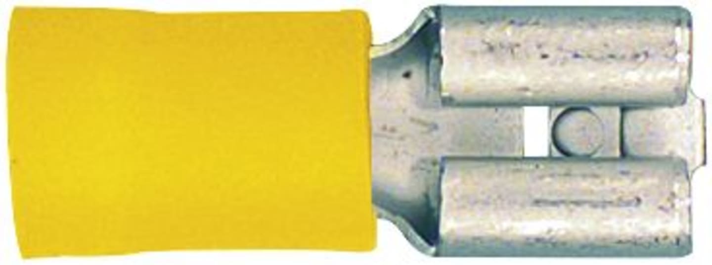 Herth + Buss Flachsteckhülse 6,3 x 0,8 mm, Kabel 4 – 6 mm², verzinnt; teilisoliert, gelb, 50 252 512