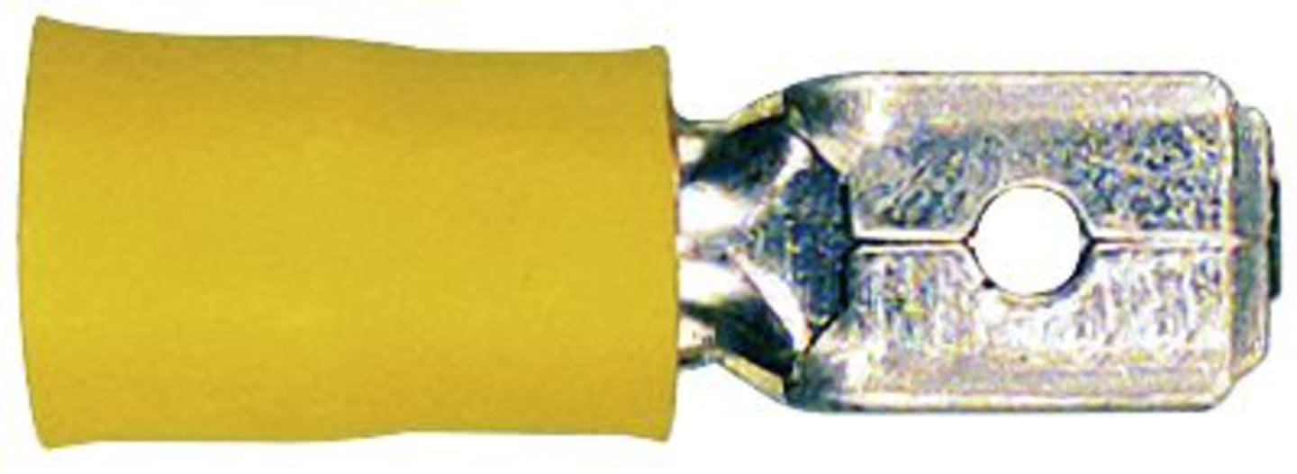 Herth + Buss Flachstecker 6,3 x 0,8 mm, Kabel 4 – 6 mm², Messing; PVC (Polyvinylchlorid) verzinnt; teilisoliert, gelb, 50 252 522