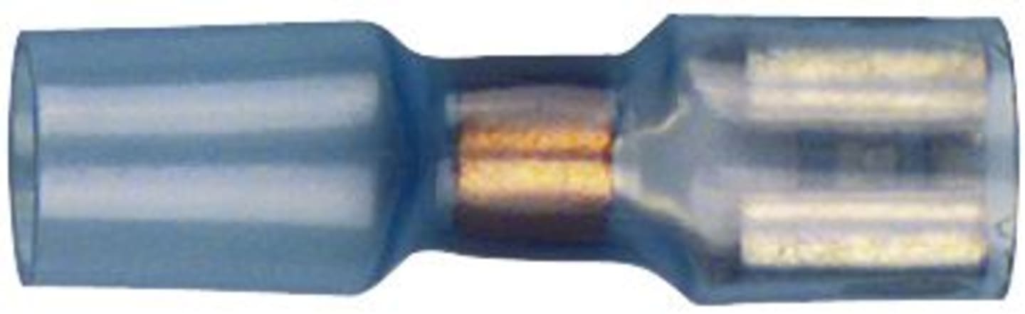 Herth + Buss Flachsteckhülse "Crimpseal II" 6,3 mm, Kabel 1,5 – 2,5 mm², isoliert, blau, mit Schrumpfverbinder, 50 252 623