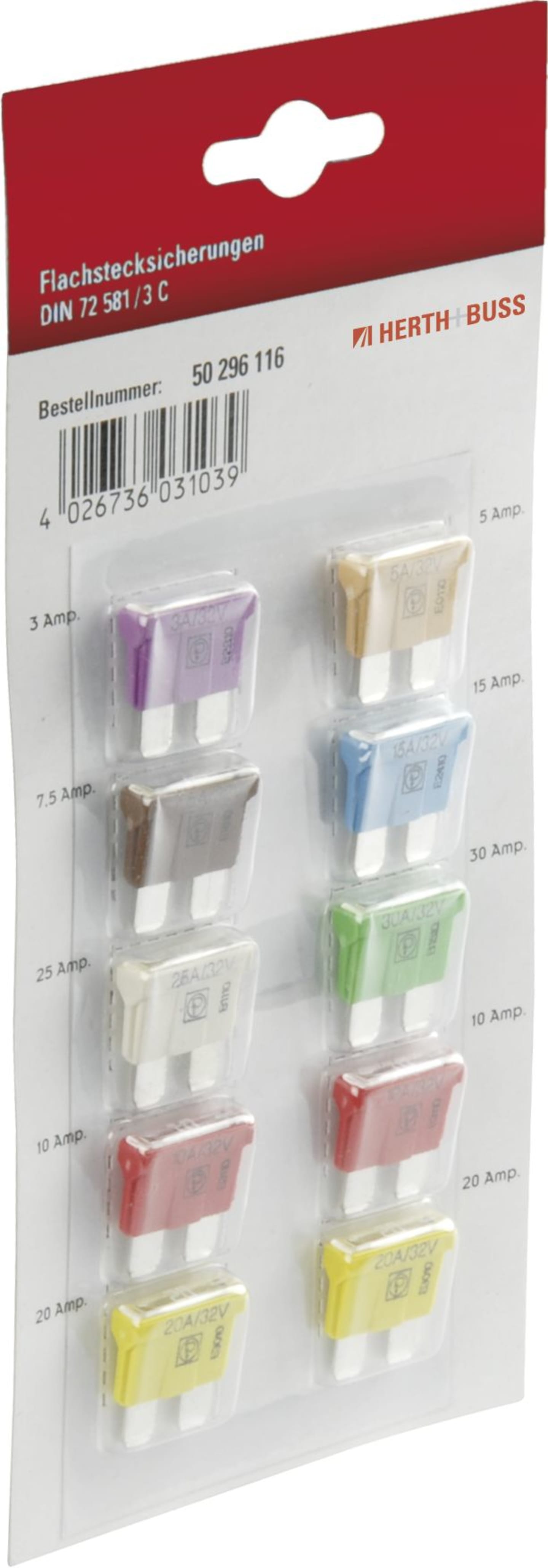 Herth + Buss Sicherungssatz "ATO LF Standard" Flachstecksicherungen von 3 bis 30 A 10 St., 50 296 116/66