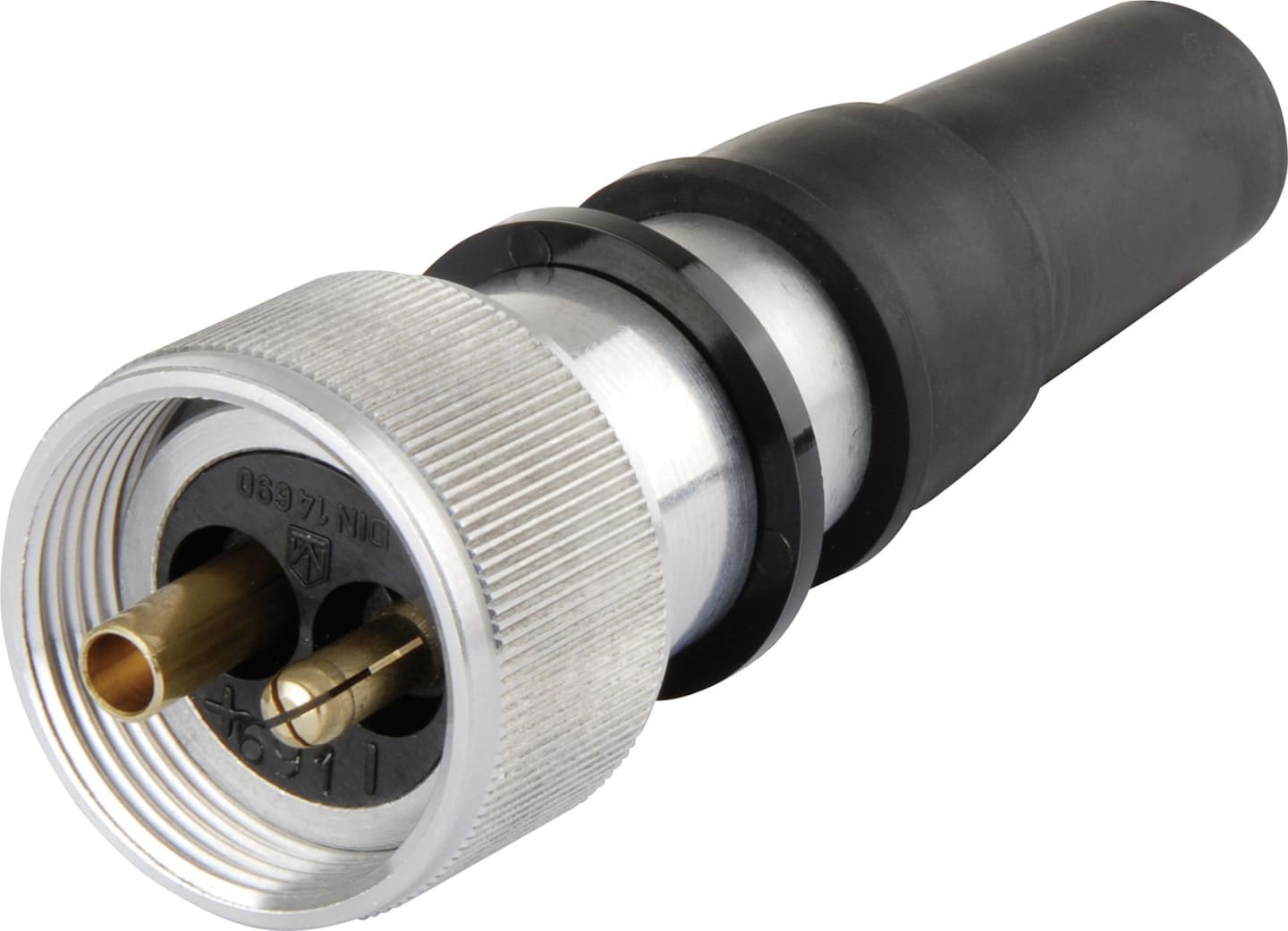 Herth + Buss Stecker 6 – 42 V, 2-polig, Schraubanschluss, mit Gummitülle und Überwurfmutter, 51 305 820