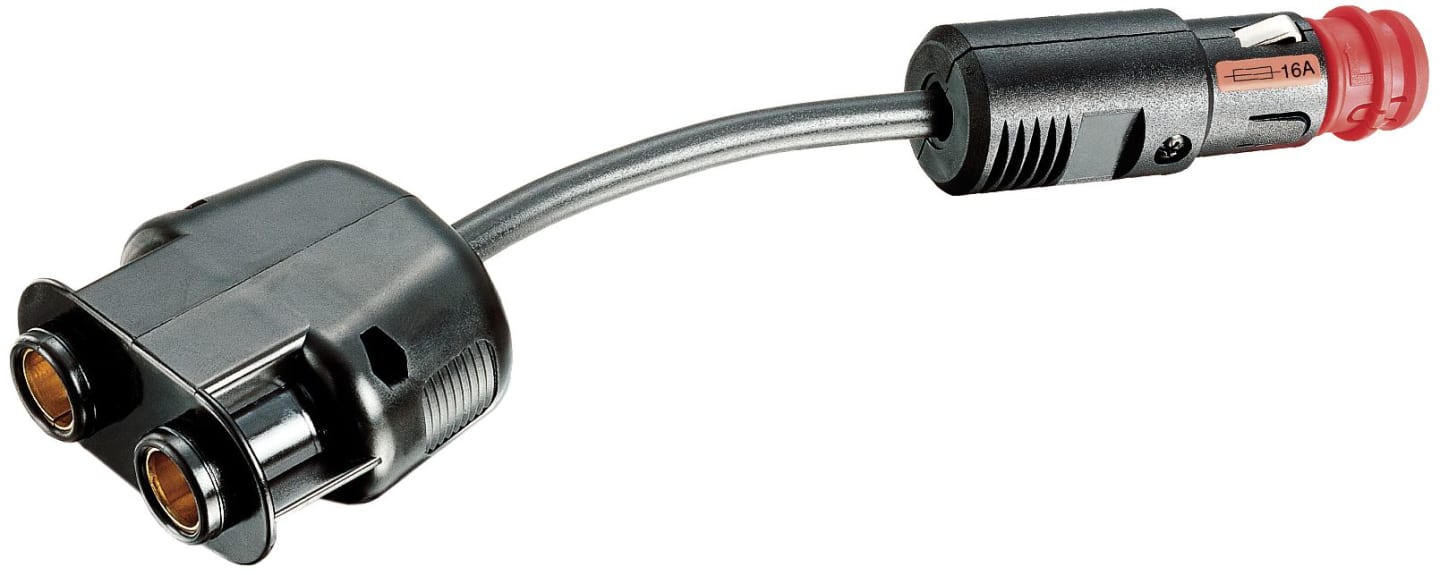 Herth + Buss Steckdose 1-polig, 12 – 24 V 16 A, 2 x Flachsteckanschluss, Kunststoff, mit Sicherung, 51 306 256