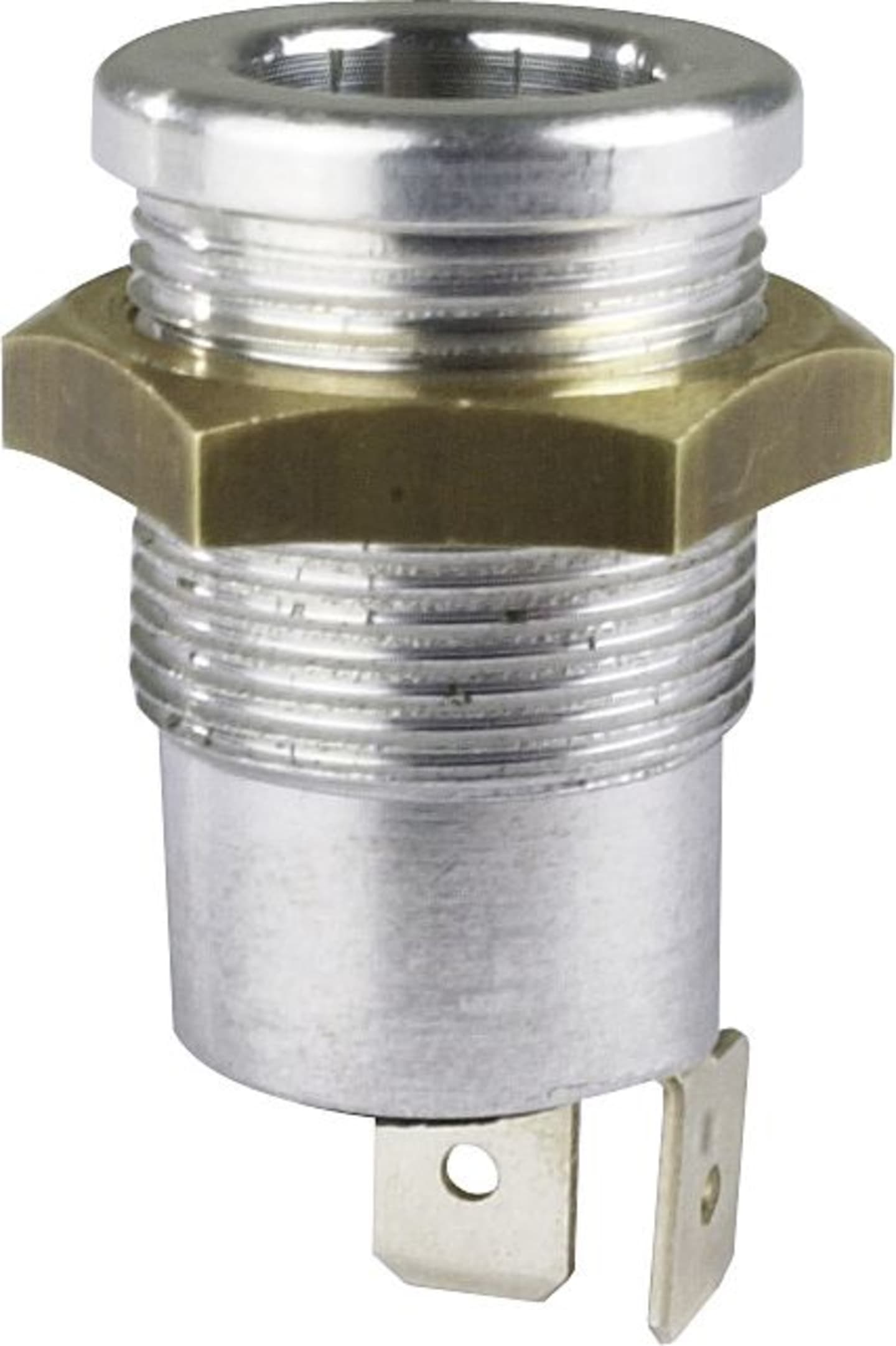 Herth + Buss Steckdose 1-polig, 6 – 24 V 16 A, 2 x Flachsteckanschluss 6,3 mm, Aluminium, mit Masseanschluss, 51 306 752