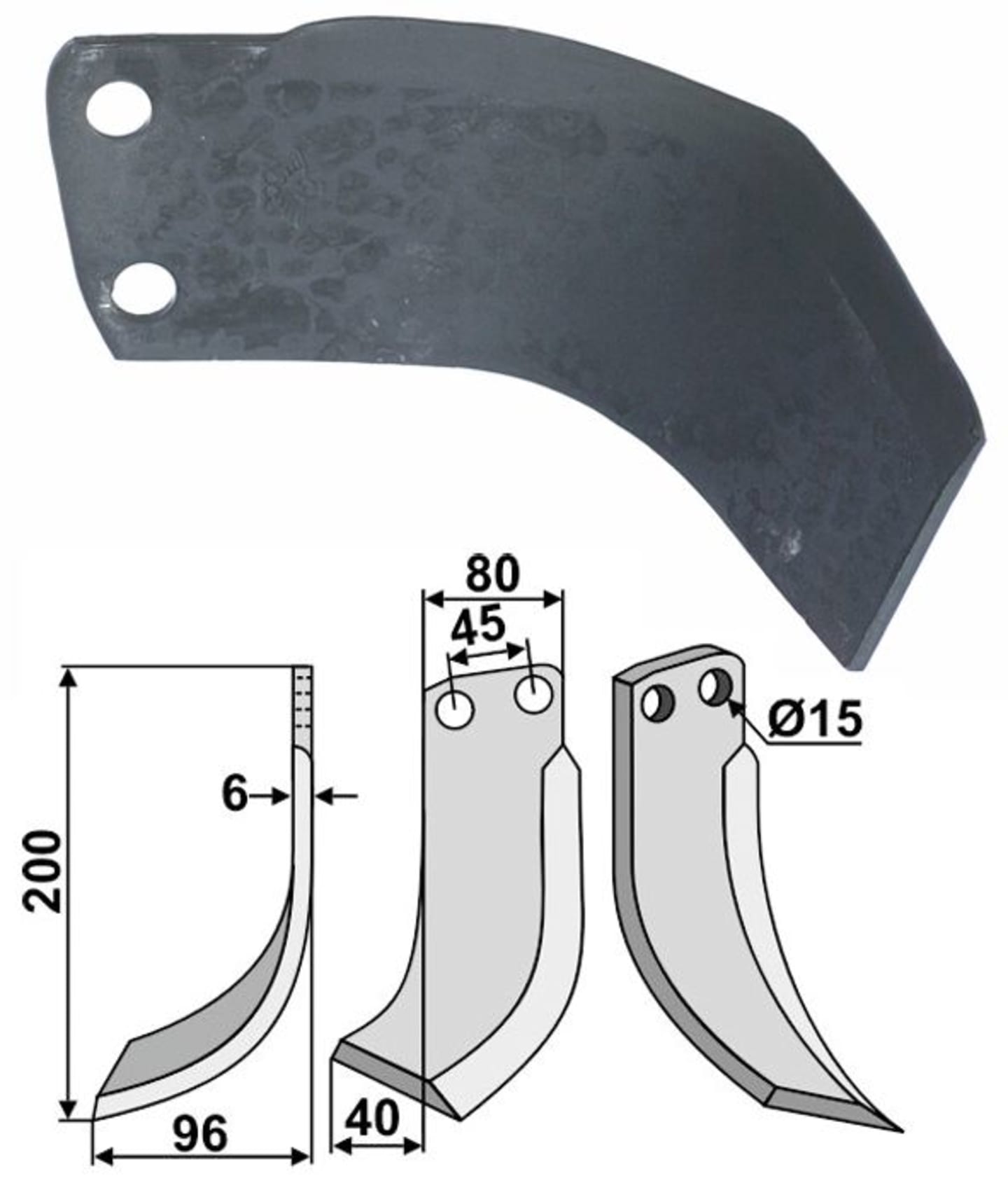 Industriehof® Fräsmesser links/rechts 200 x 80 x 6 mm, Bohrung 15 mm, für Eberhardt