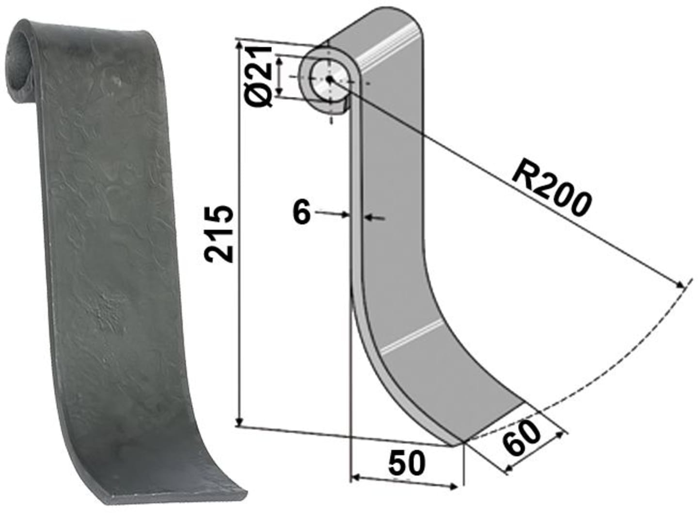 Industriehof® Schlegelmesser 215 x 60 x 6 mm, für Rübenroder Holmer, Ropa, IND-83