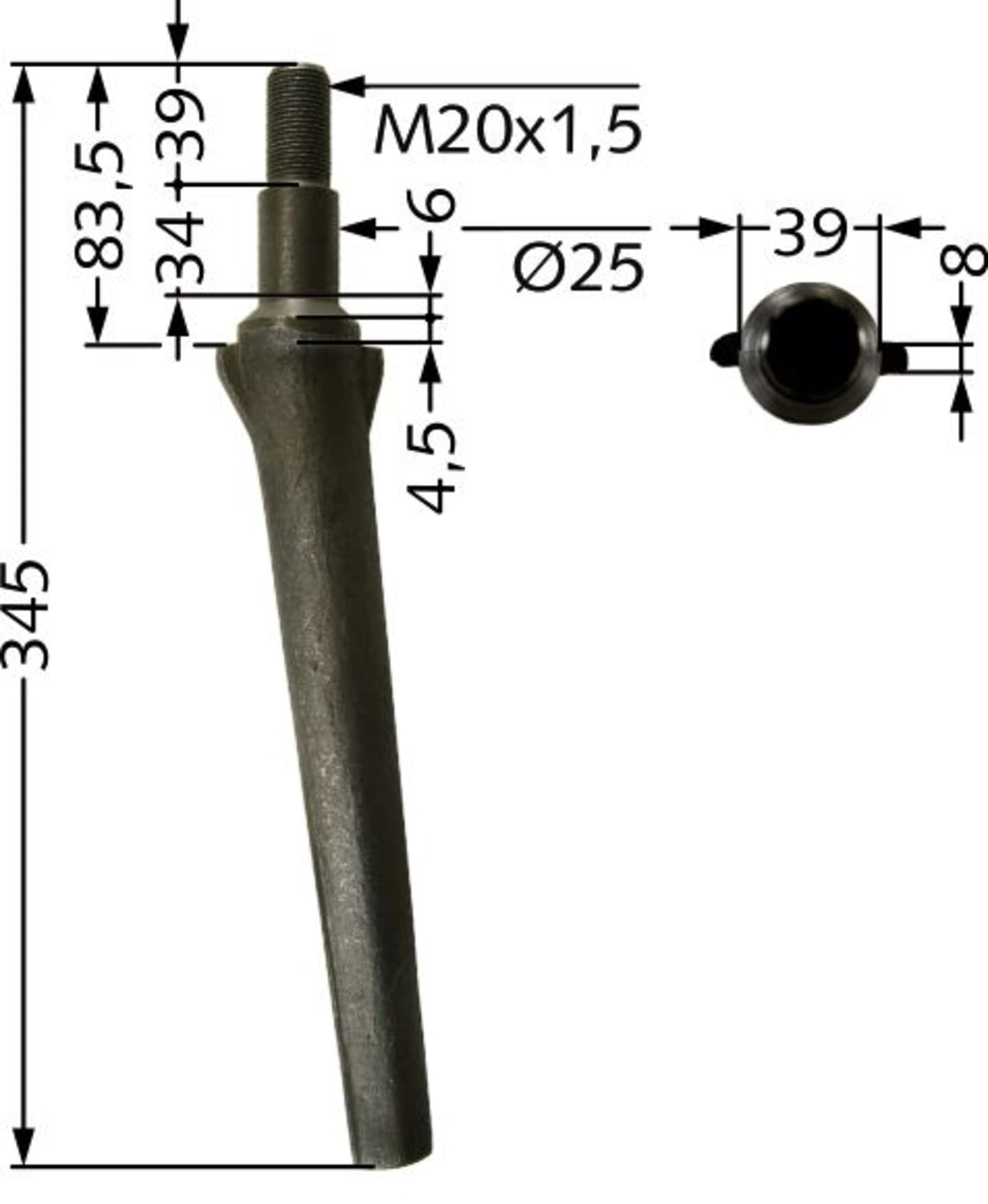 Industriehof® Kreiseleggenzinken links/rechts 345 mm für Kreiselegge Forigo-Roteritalia, RH-11B