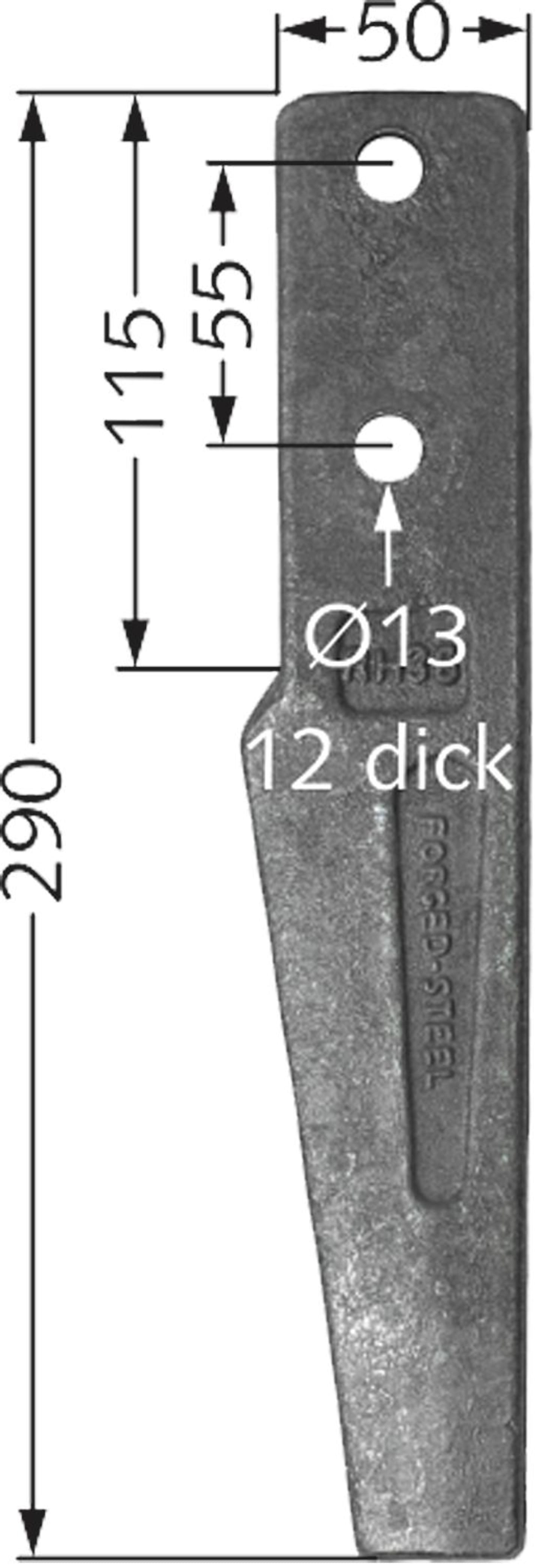 Industriehof® Kreiseleggenzinken links/rechts 50 x 290 x 12 mm für Kreiselegge Breviglieri, Schmotzer, RH-36