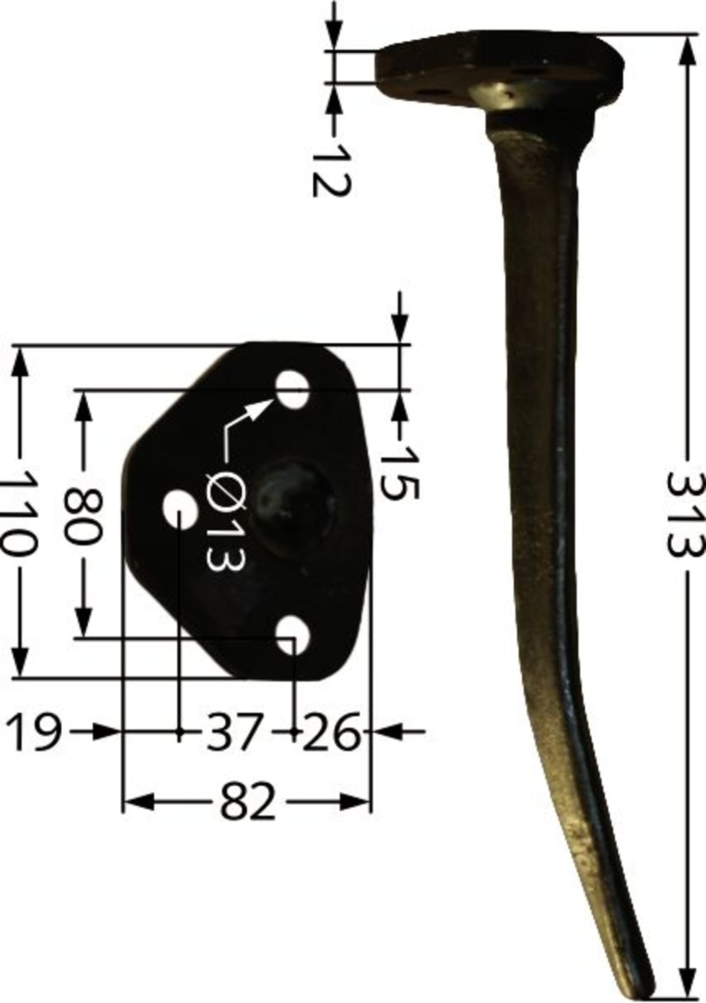 Industriehof® Rütteleggenzinken Länge 313 mm, Bohrung 13 mm, für Amazone: 6303100, RH44V