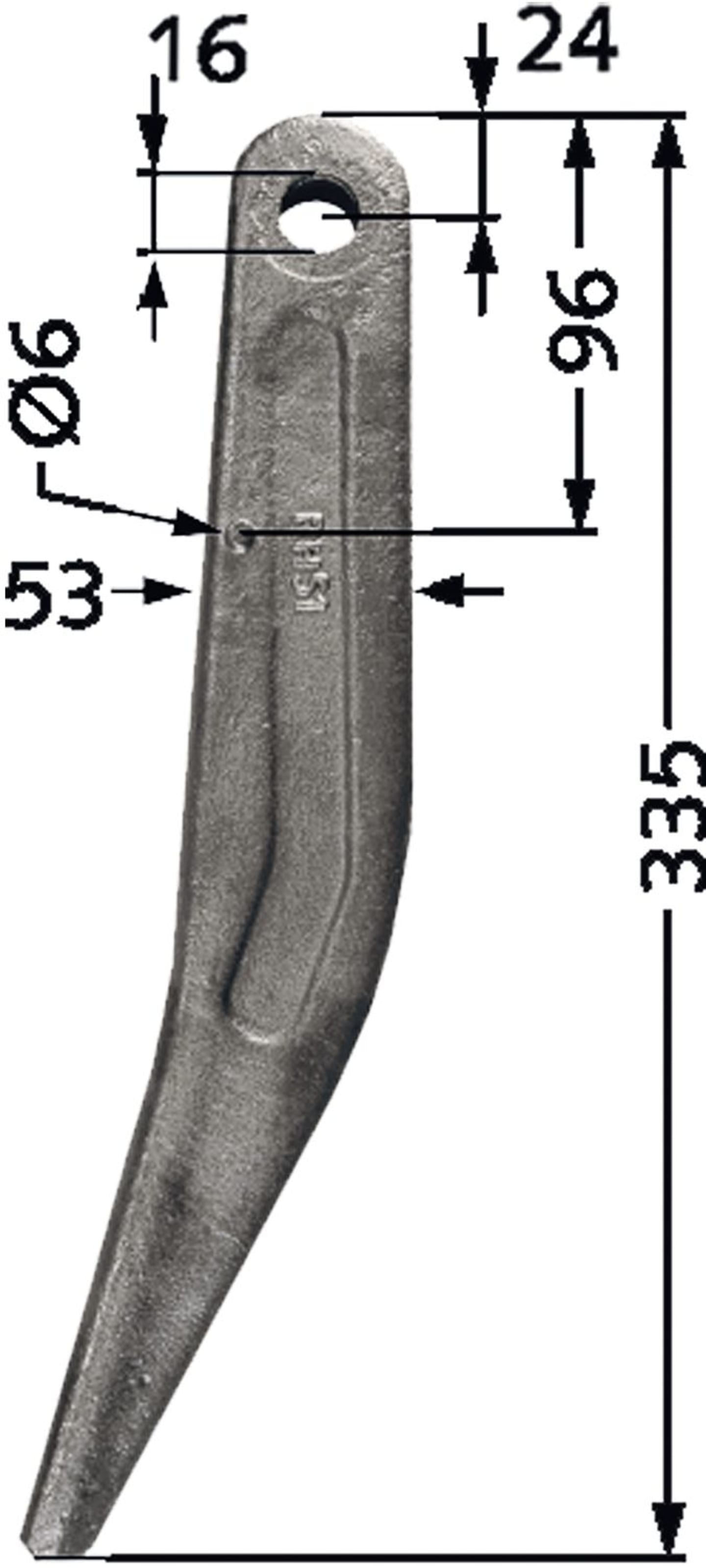 Industriehof® Kreiseleggenzinken links/rechts 335 mm für Kreiselegge Amazone, RH-51