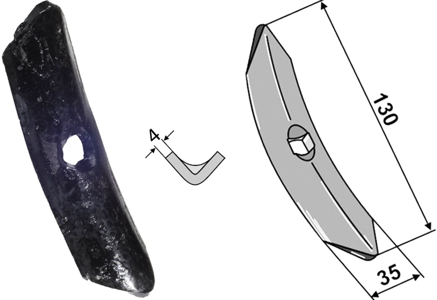Industriehof® Spurlockererschar 130 x 35 x 4 mm für Spurlockerzinken Amazone, 1.10.070-1