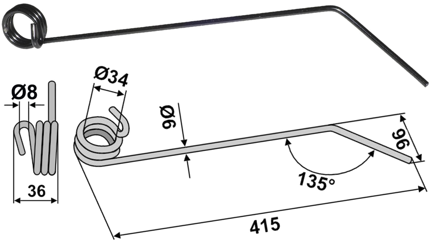 Industriehof® Striegelzinken 415 x 6 mm, für Striegel Hatzenbichler, 10.HS-HK