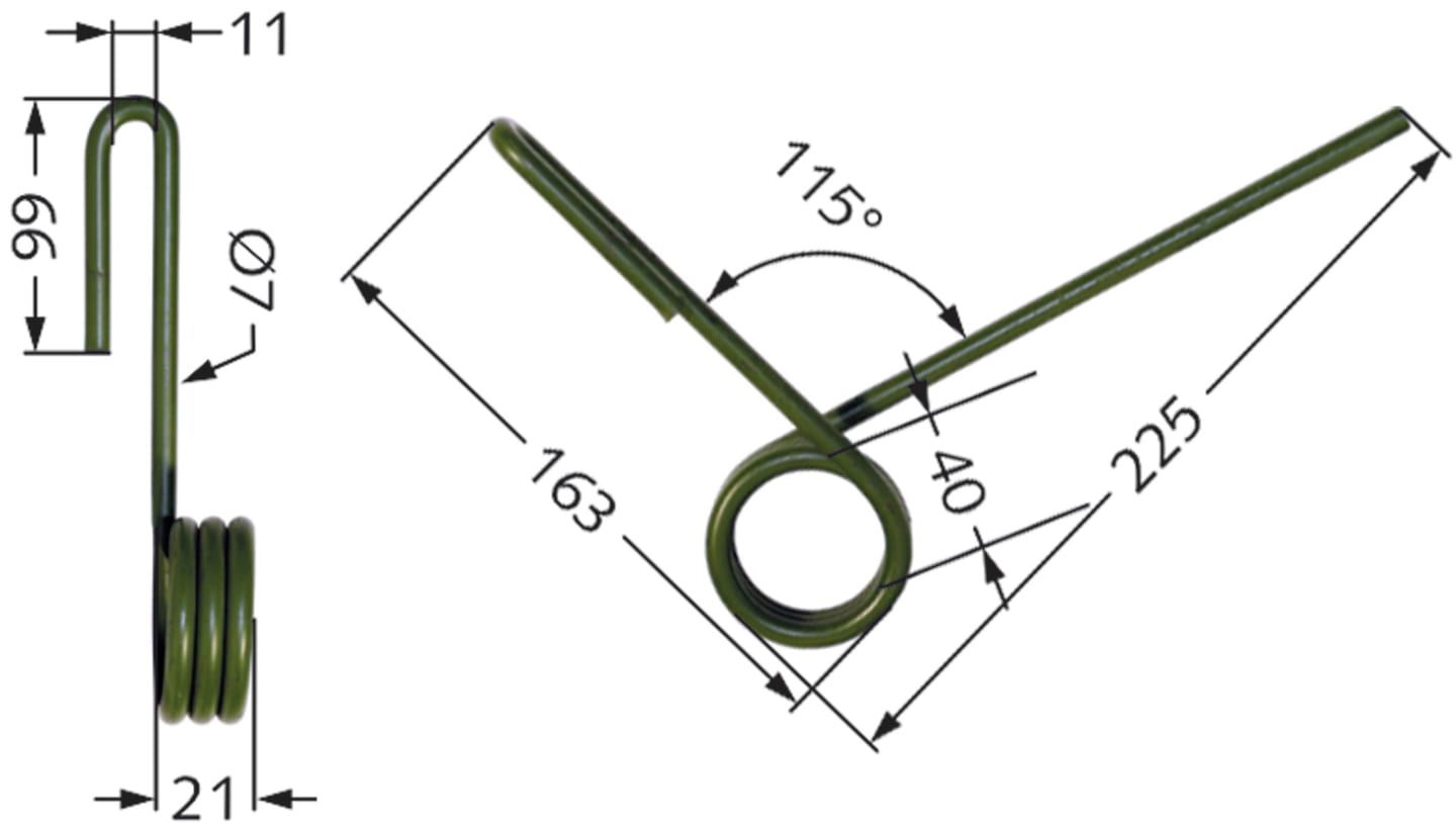 Industriehof® Striegelzinken 225 x 7 mm, für Striegel Nodet, Kuhn , 10.ST-NO1